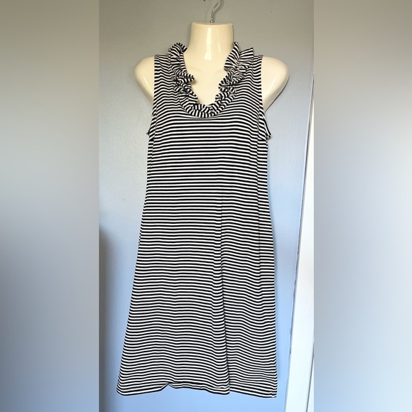 TALBOTS Black and White Striped Sleeveless Dress Size Small Petite - Picture 6 of 7